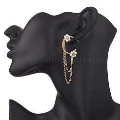 Brass Flower Tassel Stud Earrings&nbsp;EJEW-TA00716