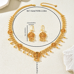 Elegant Brass Flower Tassel Charm Necklace & Earrings Sets for Women&nbsp;WJ2264