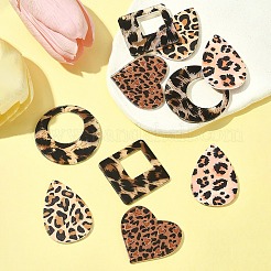 10Pcs 5 Styles Leopard Pattern Opaque Acrylic Pendants&nbsp;SACR-FS0001-33