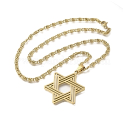 201 Stainless Steel Lumachina Chain Star of David Pendant Necklaces&nbsp;NJEW-S003-03G