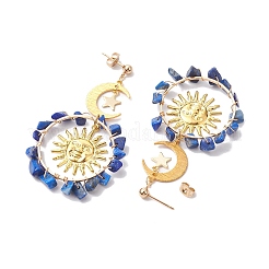 Vintage Natural Lapis Lazuli Ear Studs&nbsp;EJEW-JE05807-04