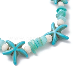 3Pcs 3 Colors Synthetic Turquoise & Natural Freshwater Shell Beads Stretch Bracelets for Women&nbsp;BJEW-JB12537