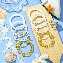 10Pcs 10 Styles Handmade Polymer Clay & Glass Seed Beaded Stretch Bracelet Sets&nbsp;BJEW-SW001581