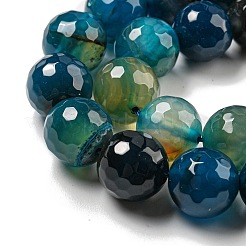 Faceted Natural Banded Agate Beads Strands&nbsp;G-F447-12mm-O08