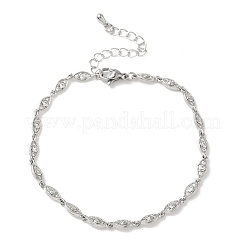 Brass Micro Pave Clear Cubic Zirconia Eye Link Chain Bracelets for Women&nbsp;BJEW-G764-09P