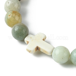 8mm Round Natural Flower Amazonite Beaded Stretch Bracelets&nbsp;BJEW-JB10575