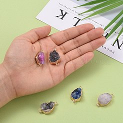 Golden Plated Dyed Natural Druzy Agate Links connectors with Iron Findings&nbsp;G-R275-276