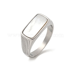 316L Stainless Steel Shell Finger Rings for Women&nbsp;RJEW-U054-01C-P