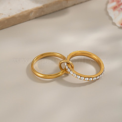 304 Stainless Steel Micro Pave Cubic Zirconia Finger Rings for Women&nbsp;XH8131