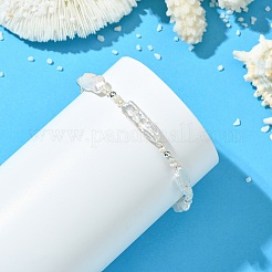 Natural Keshi Freshwater Pearl & Non-magnetic Synthetic Hematite Beaded Bracelets for Women&nbsp;BJEW-JB14107