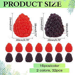 32Pcs 2 Colors PVC Plastic Simulation Raspberry&nbsp;AJEW-ME0001-67