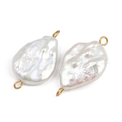 Natural Freshwater Pearl Keshi Pearl Teardrop Connector Charms&nbsp;STAS-D378-15G