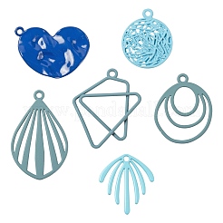 24Pcs 6 Style Blue Series Spray Painted Alloy Pendants&nbsp;FIND-LS0001-62