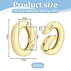 2Pcs 925 Sterling Silver Spring Gate Rings&nbsp;STER-PH0004-97