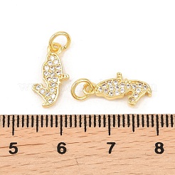 Brass Micro Pave Clear Cubic Zirconia Pendants&nbsp;KK-F931-32G