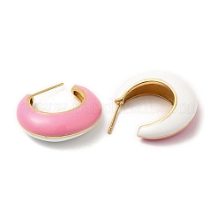Rack Plating Brass Round Stud Earrings with Enamel&nbsp;EJEW-D059-12G-02