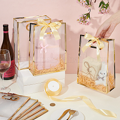 15Pcs Rectangle Frosted Transparent PP Plastic Storage Bags with 1 Roll Polyester Ribbon&nbsp;ABAG-UN0001-08