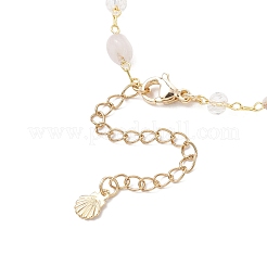 4Pcs 4 Styles Brass Handmade Natural Morganite & Amethyst & Labradorite & Green Onyx Agate(Dyed & Heated) Nuggets Link Chain Alloy Enamel Whale Tail Charm Anklets for Women&nbsp;AJEW-AN00709