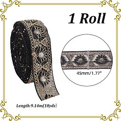 10 Yards Organza Embroidery Flower Ribbons with Paillettes&nbsp;SRIB-WH0011-202A
