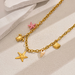 Ocean Elegant 201 Stainless Steel Starfish Shell Shape Pendant Necklaces for Women&nbsp;WB2841