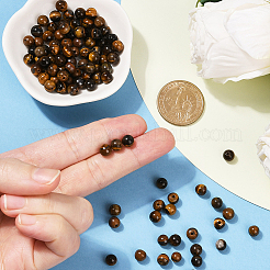 100Pcs Round Natural Tiger Eye Beads&nbsp;G-SP0001-21B