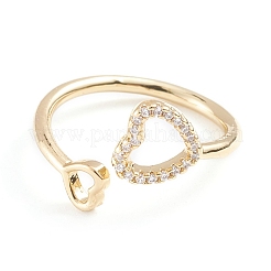 Adjustable Brass Micro Pave Clear Cubic Zirconia Cuff Rings&nbsp;RJEW-F101-20G