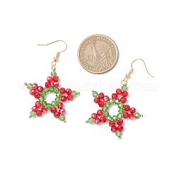Electroplate Glass Beads Star Dangle Earrings&nbsp;EJEW-TA00667