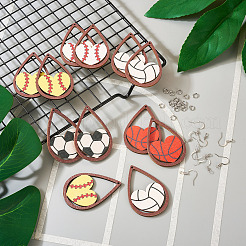 DIY Sport Theme Dangle Earring Making Kits&nbsp;DIY-TA0004-36
