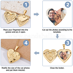 304 Stainless Steel Heart Locket Pendant Necklaces for Photo&nbsp;NJEW-WH0020-97D