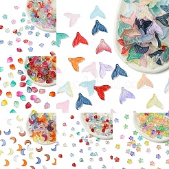 100Pcs Transparent Spray Painted Glass Pendants&nbsp;GLAA-YW0004-87