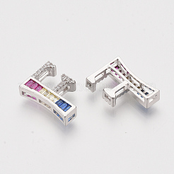 Brass Cubic Zirconia Slide Charms&nbsp;ZIRC-S063-01F-P