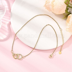 Brass Micro Pave Clear Cubic Zirconia Heart with Ring Pendant 304 Stainless Steel Cable Chain Necklaces for Women&nbsp;NJEW-JN05659