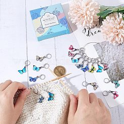 20Pcs 10 Colors Alloy Enamel Butterfly Charms Locking Stitch Markers&nbsp;HJEW-SC0001-28