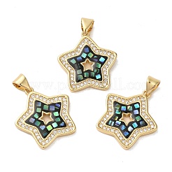 Star Rack Plating Brass Cubic Zirconia Pendants&nbsp;KK-K385-050G