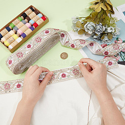 Polyester Flower Embroidery Lace Trim&nbsp;OCOR-WH0090-93