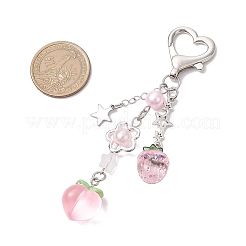 Peach Strawberry Acrylic & Resin Pendant Decorations&nbsp;HJEW-JM02373