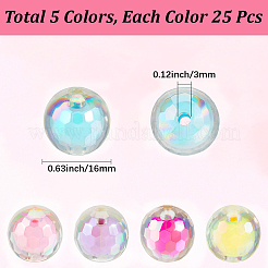 125Pcs 5 Colors Transparent Acrylic Beads&nbsp;TACR-PA0001-25