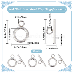 50Pcs 304 Stainless Steel Toggle Clasps&nbsp;STAS-SC0006-76