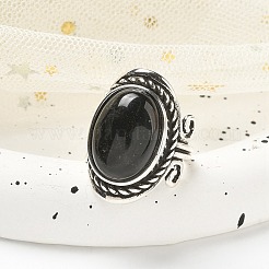 Natural Obsidian Adjustable Rings&nbsp;RJEW-I108-01AS-17