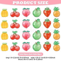 60Pcs 6 Styles Fruit Transparent & Opaque Resin Decoden Cabochons&nbsp;CRES-YW0002-68