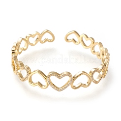 Brass Micro Pave Clear Cubic Zirconia Cuff Bangles&nbsp;BJEW-F411-02G