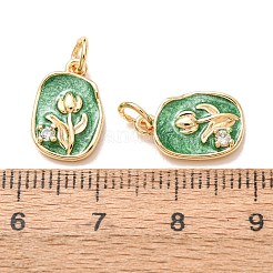 Brass Micro Pave Clear Cubic Zirconia with Enamel Pendants&nbsp;CU-K002-52G-B