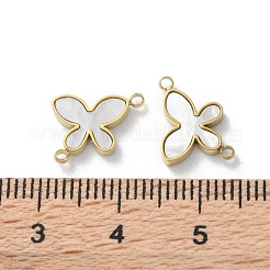 Ion Plating(IP) 304 Stainless Steel Pave White Shell Connector Charms&nbsp;STAS-Z099-03G-03
