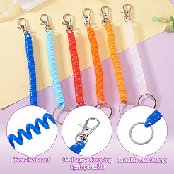 6Pcs Plastic Spiral Retractable Spring Coil Keychains&nbsp;KEYC-TA0004-83