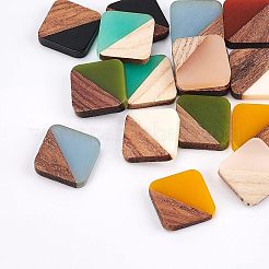 16Pcs 8 Colors Opaque Resin & Walnut Wood Cabochons&nbsp;RESI-OC0001-31