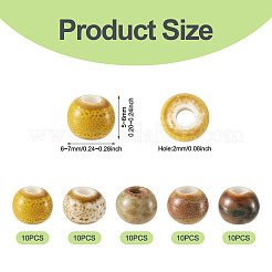 50Pcs 5 Colors Handmade Porcelain Beads&nbsp;PORC-TADJ0001-06B