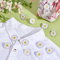 12Pcs White Daisy Enamel Pins&nbsp;JEWB-PH0001-49A