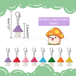 16Pcs 8 Colors Mushroom Opaque Resin Pendant Stitch Markers&nbsp;HJEW-NB00039