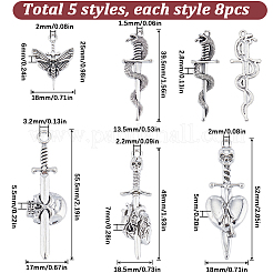 40Pcs 5 Style Tibetan Style Alloy Pendants&nbsp;FIND-SC0007-23