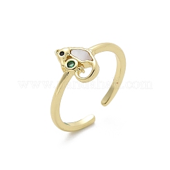 Brass Micro Pave Cubic Zirconia Cuff Rings for Women&nbsp;RJEW-C126-05G